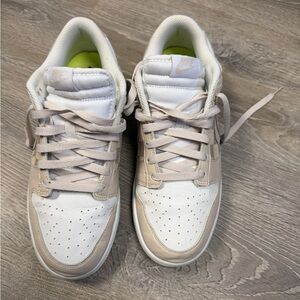 Nike Dunk Low Custom Beige Checkered Sneakers Size 10.5